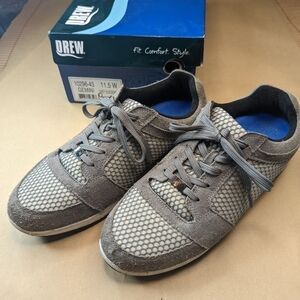 DREW GEMINI Women's Comfortable Walking Shoes  sz 11.5W WIDE Gray suede and mesh